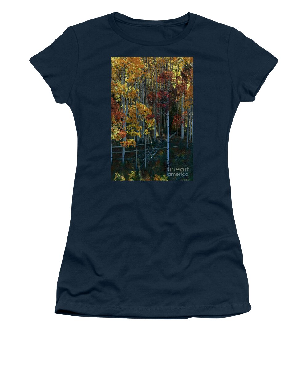 Aspen Women's T-Shirt featuring the photograph Flames of Autumn by Jim Garrison