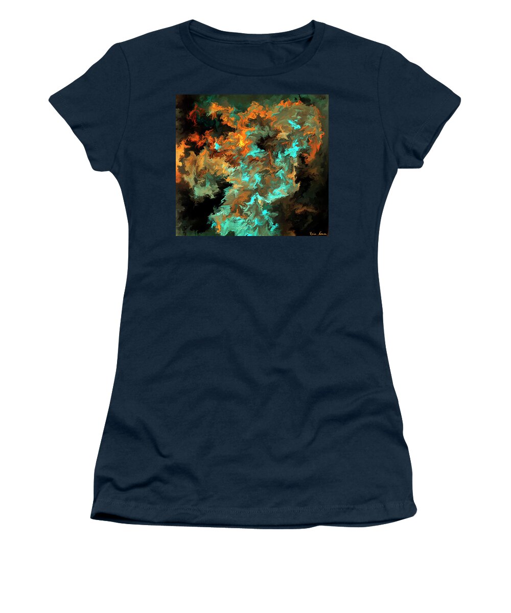  Women's T-Shirt featuring the mixed media Fleeing the Flames by Rein Nomm