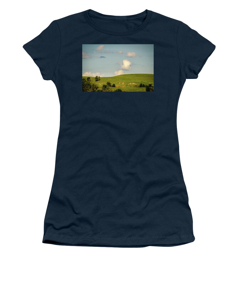 Flint Hills Prairie Women's T-Shirt featuring the photograph Flint Hills Hillside by Jeff Phillippi