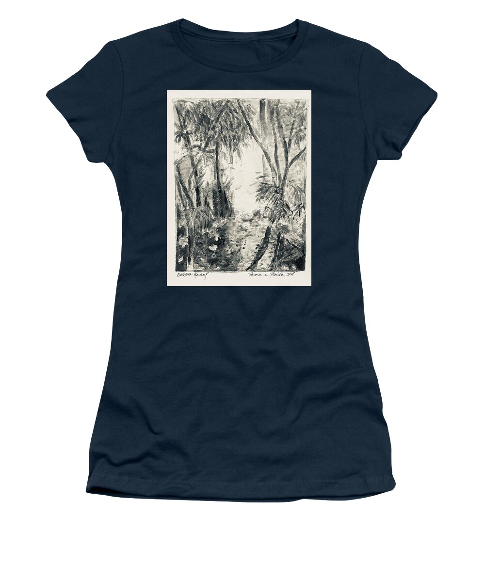 Water Color In Black And White Women's T-Shirt featuring the drawing Florida Fauna 2 by Barbara Anna Knauf