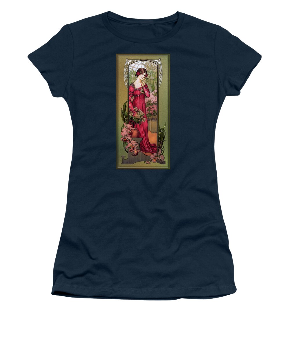 Flowers Of Gardens Women's T-Shirt featuring the painting Flowers Of Gardens by Elisabeth Sonrel by Rolando Burbon