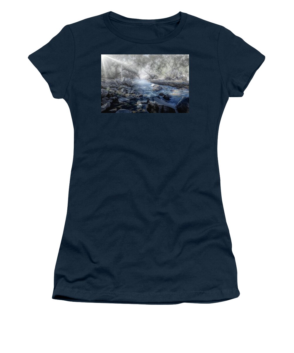 Creek Women's T-Shirt featuring the photograph Foggy Creek 2 by Alison Frank