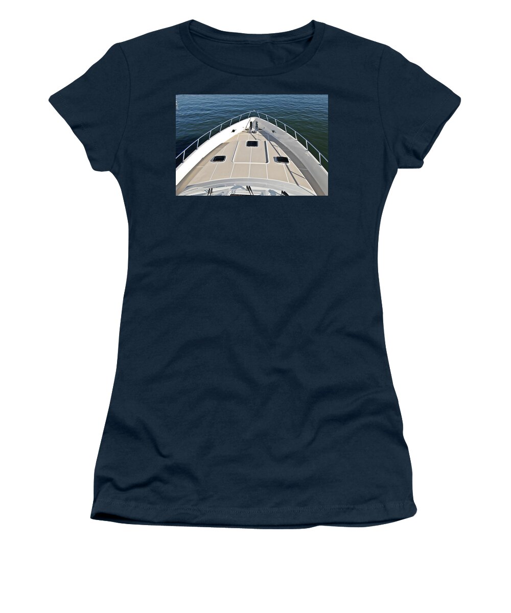 Yacht Women's T-Shirt featuring the photograph Fore Deck by David Shuler