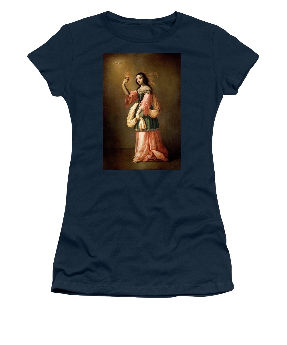 Allegory Of Charity Women's T-Shirt featuring the painting Francisco de Zurbaran / 'Allegory of Charity', ca. 1655, Spanish School. by Francisco de Zurbaran -c 1598-1664-