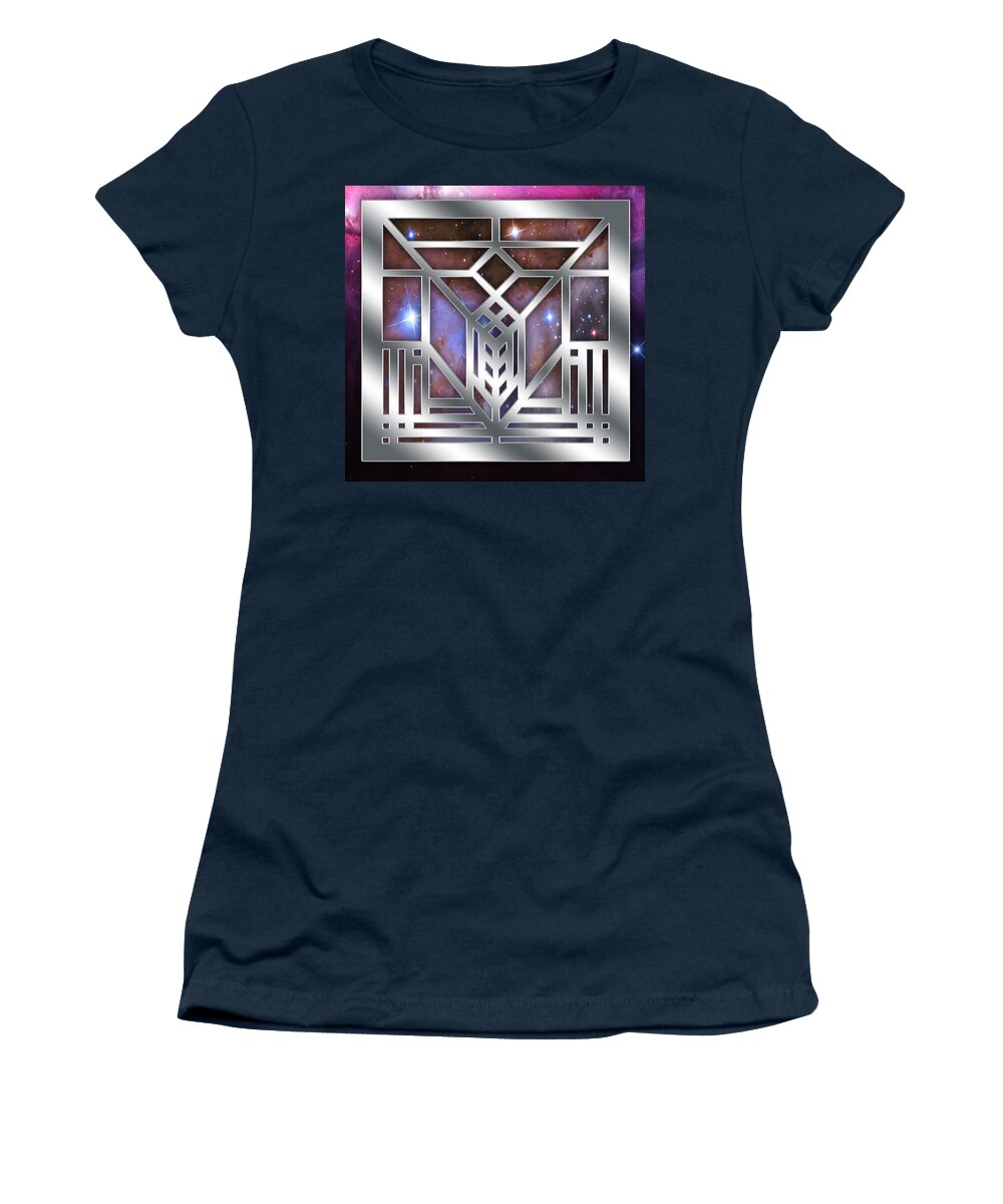 Frank Lloyd Wright Silver Design Women's T-Shirt featuring the digital art Frank Lloyd Wright Silver Design by Chuck Staley