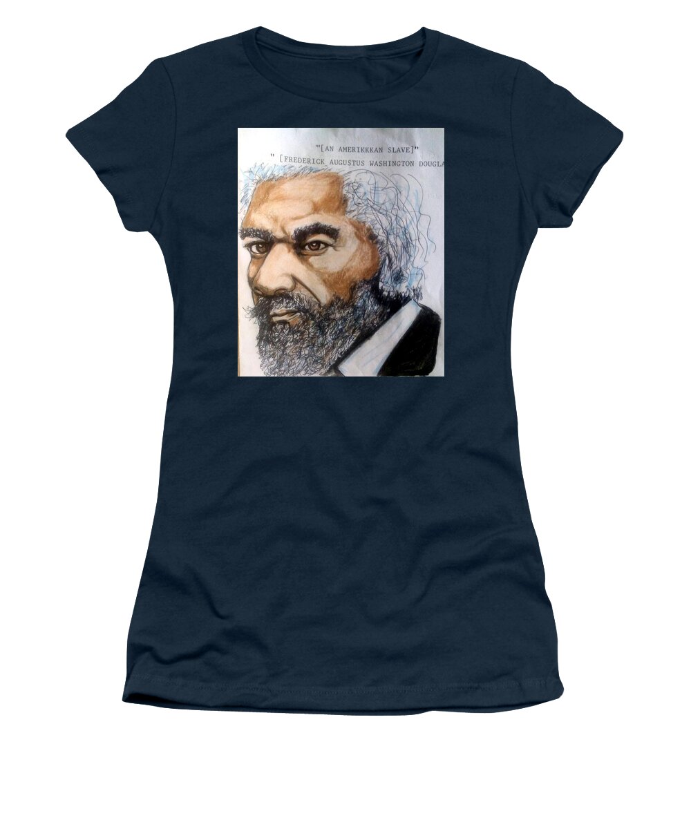 Blak Art Women's T-Shirt featuring the drawing Frederick Douglass by Joedee