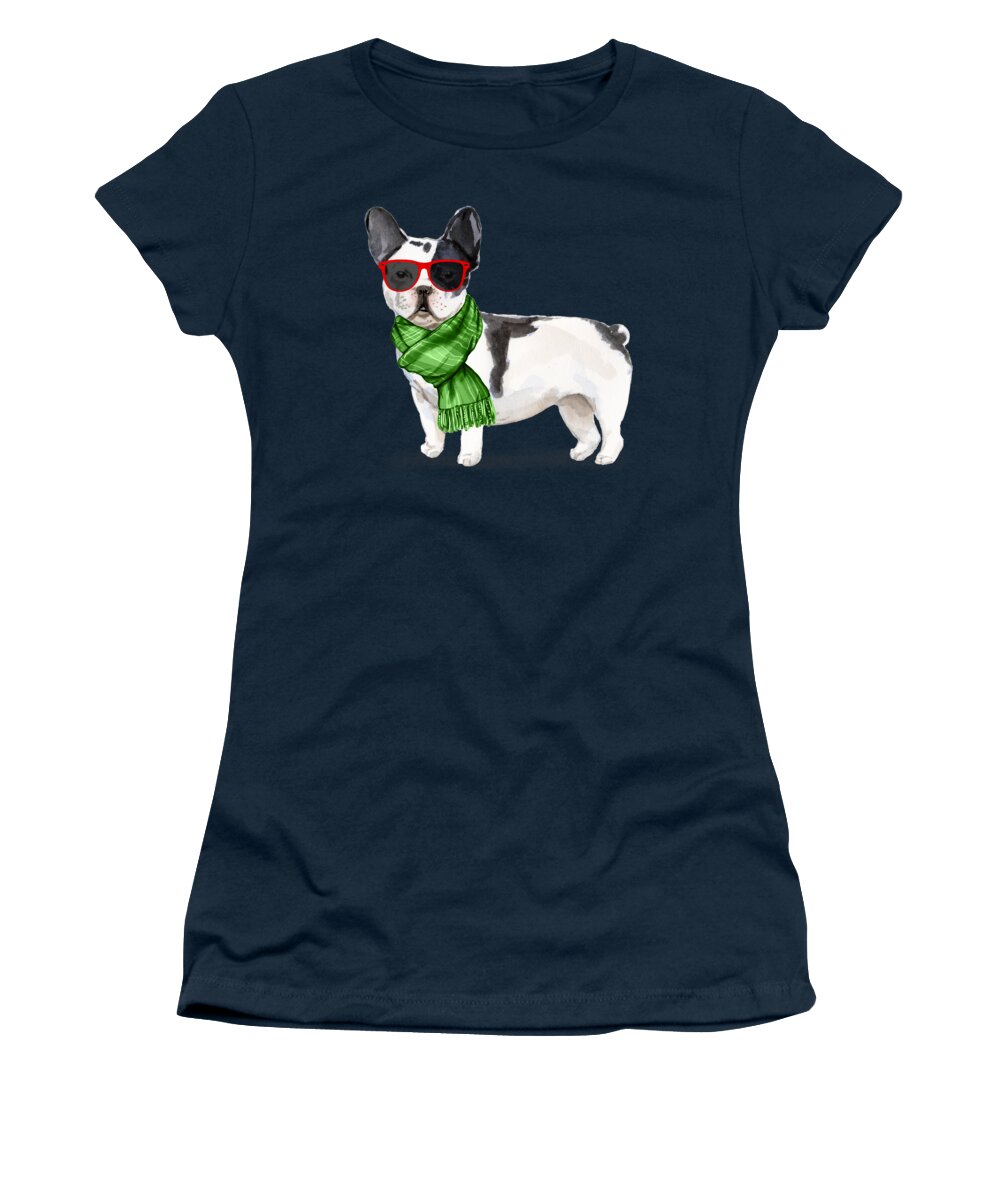 French Bulldog Women's T-Shirt featuring the digital art French Bulldog Christmas by Doreen Erhardt