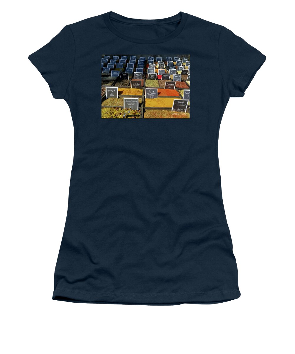 Eze France Women's T-Shirt featuring the photograph French Spice Market by Terri Brewster