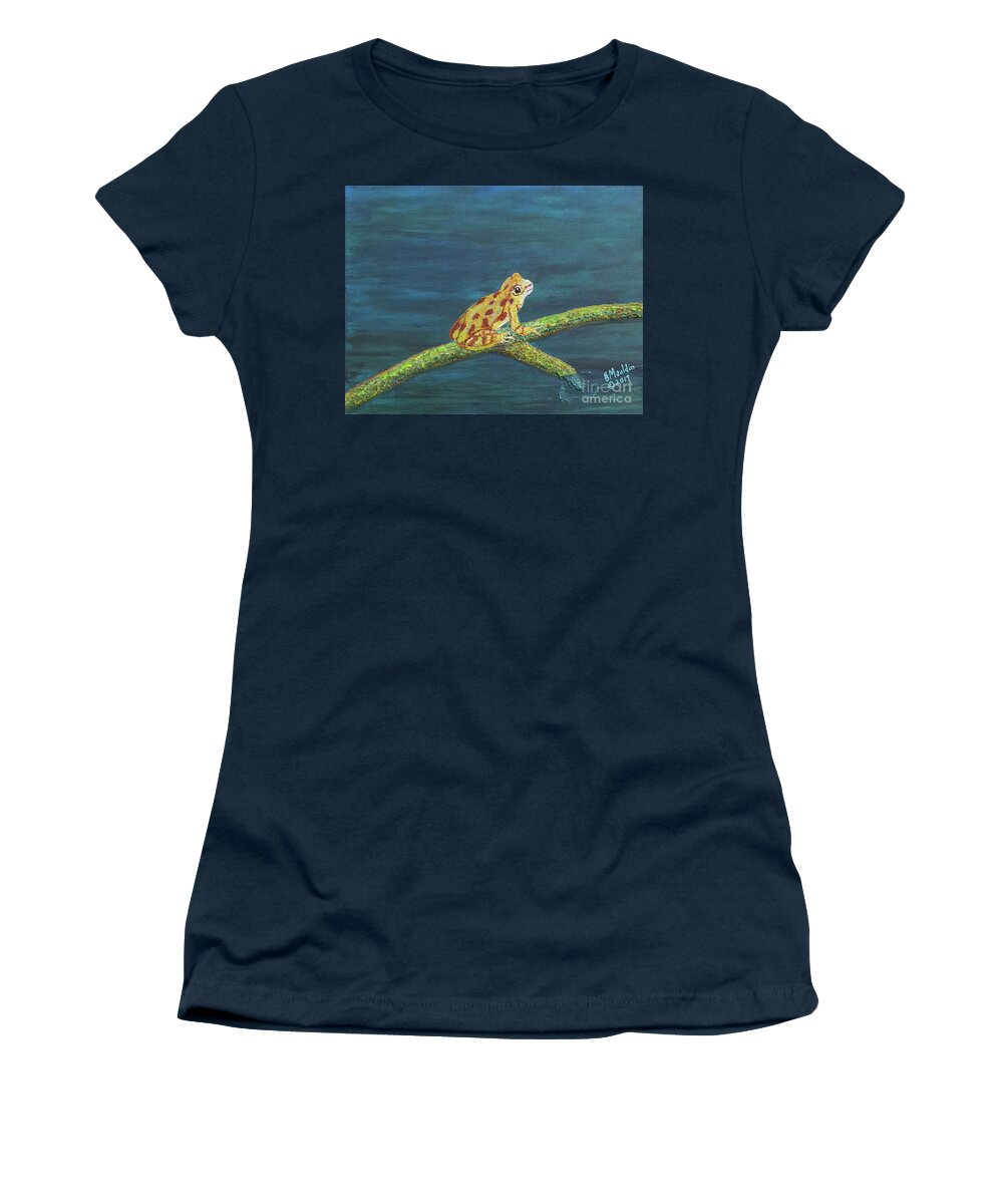 Frog Women's T-Shirt featuring the painting Froggy by Elizabeth Mauldin