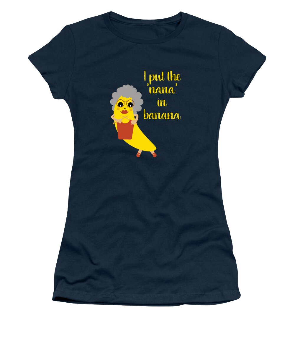 Grandma Women's T-Shirt featuring the digital art Funny Nana Banana with Text by Barefoot Bodeez Art