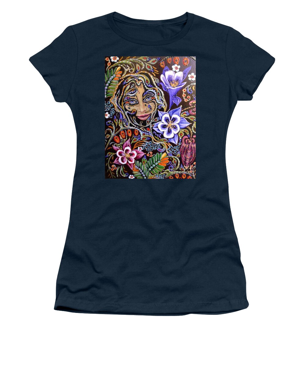 Fairy Women's T-Shirt featuring the painting Garden Fairy by Linda Markwardt