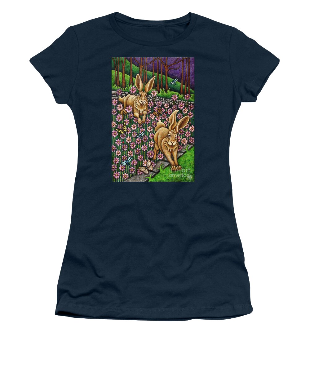 Hare Women's T-Shirt featuring the painting Garden Frolic by Amy E Fraser