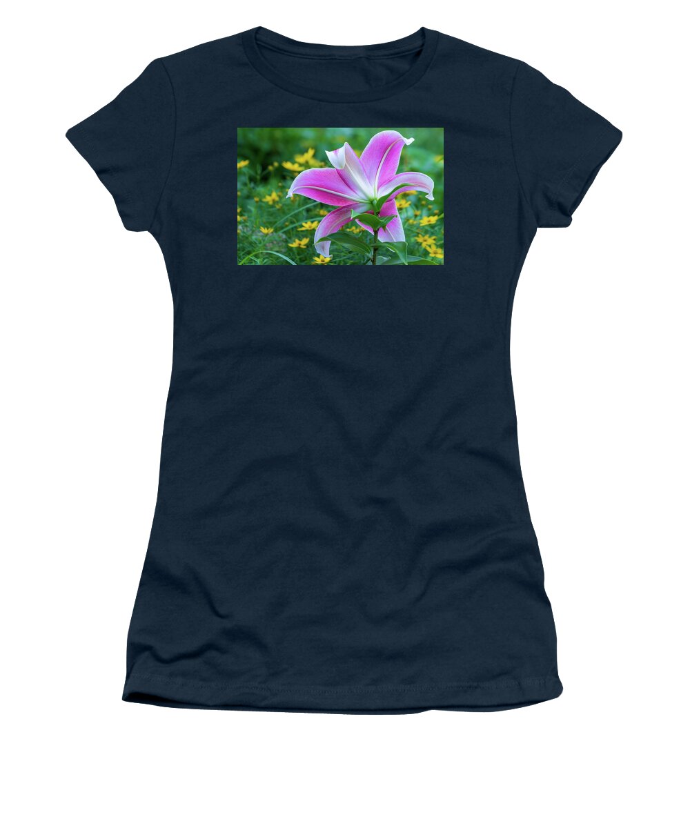 Asian Lily Women's T-Shirt featuring the photograph Gazing the Stars and Moonbeams by Robert FERD Frank