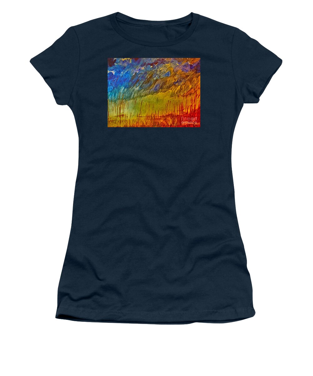 Canvas Women's T-Shirt featuring the painting Gental Direction Red Toned Version by Barbara Donovan