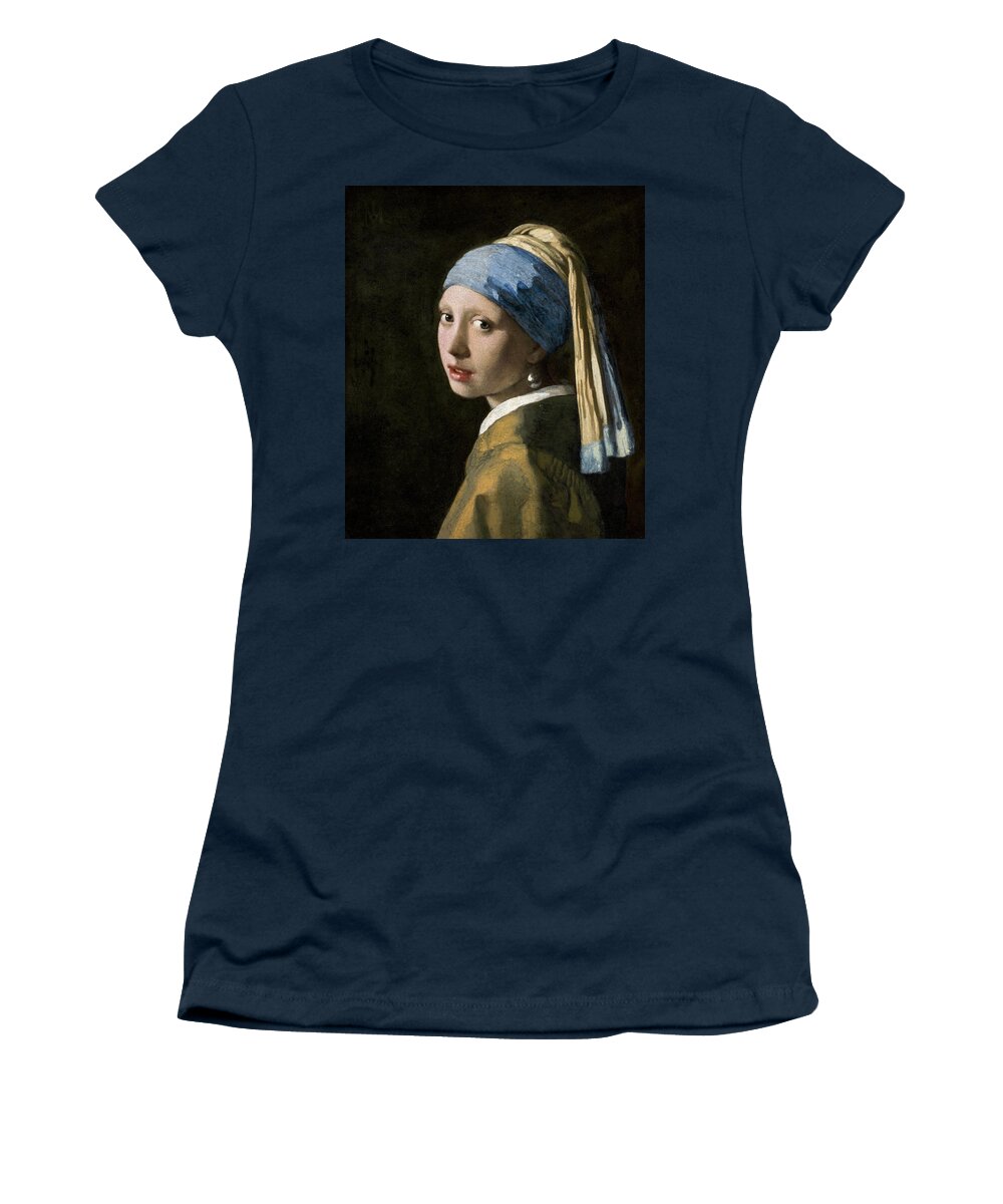 Johannes Vermeer Women's T-Shirt featuring the painting Girl with a Pearl Earring, circa 1665 by Johannes Vermeer