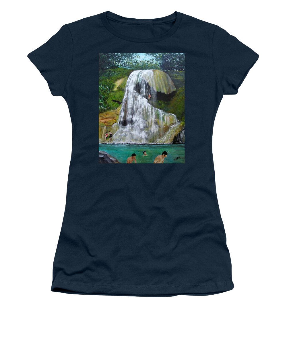 Gozalandia Women's T-Shirt featuring the painting Gozalandia by Gloria E Barreto-Rodriguez