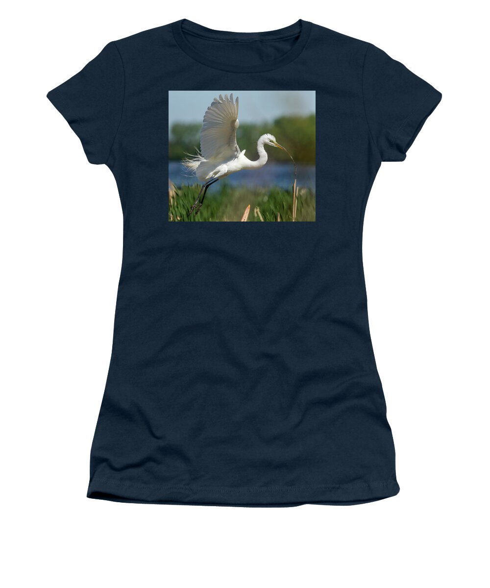 Great Egret Women's T-Shirt featuring the photograph Great Egret 2014-1 by Thomas Young