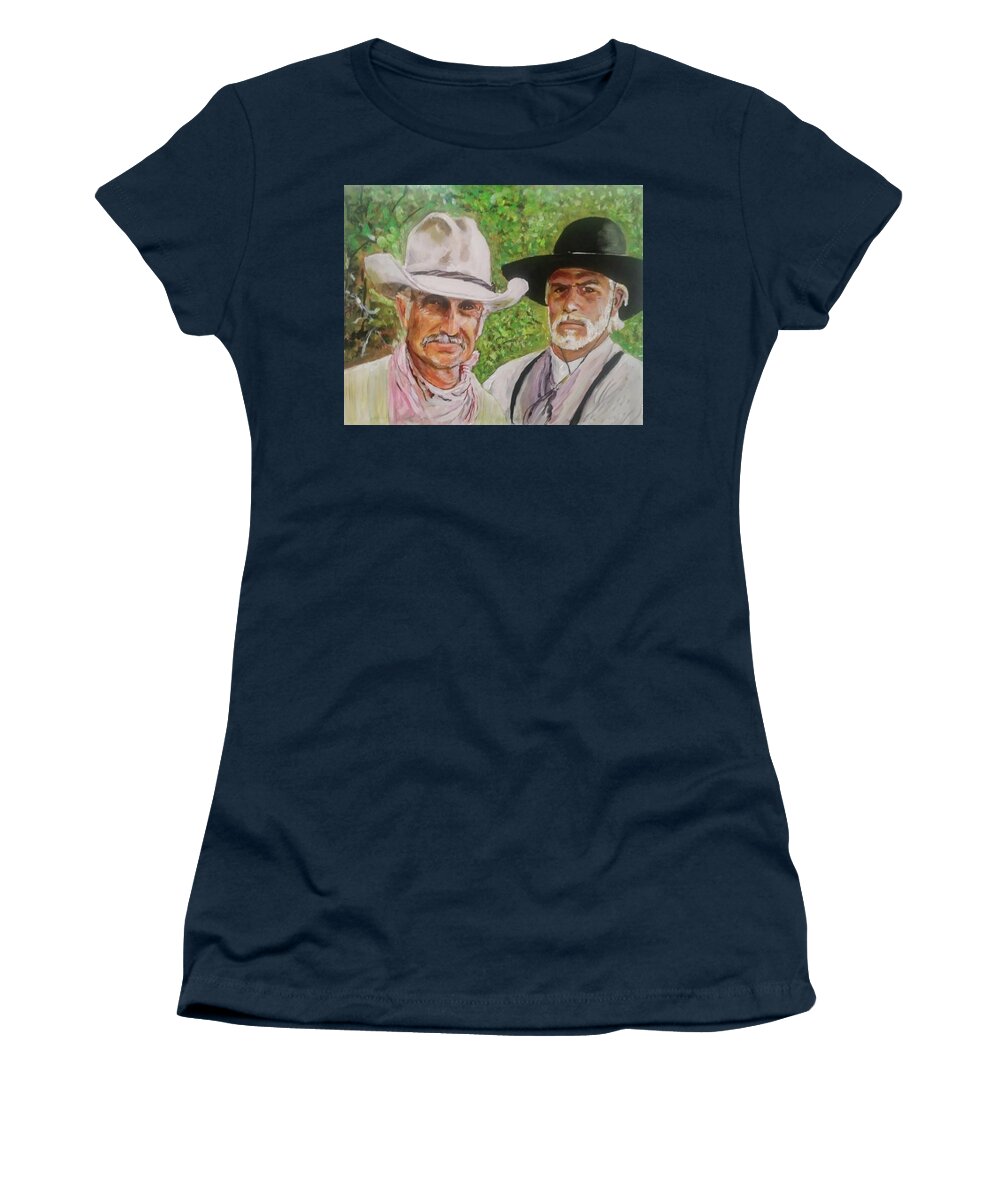 Cowboys Women's T-Shirt featuring the painting Gus and Woodrow by Mike Benton