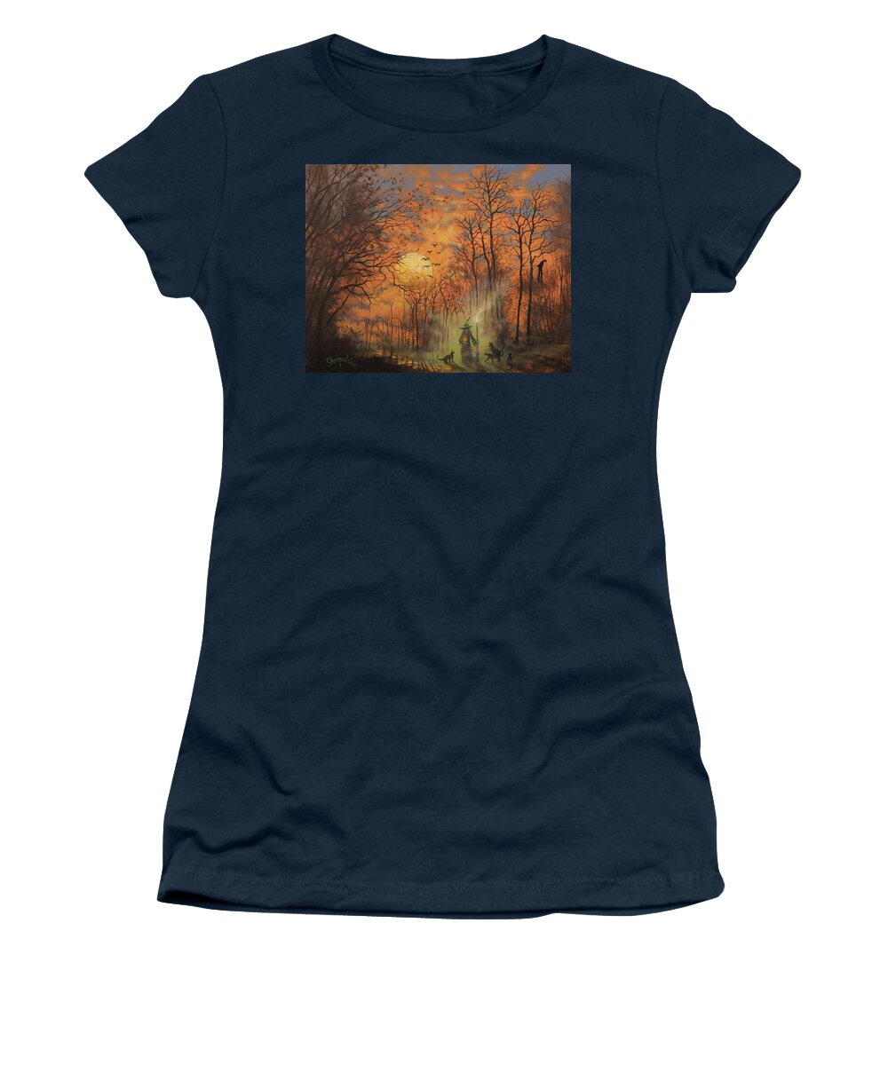 Halloween Women's T-Shirt featuring the painting Halloween Witch by Tom Shropshire