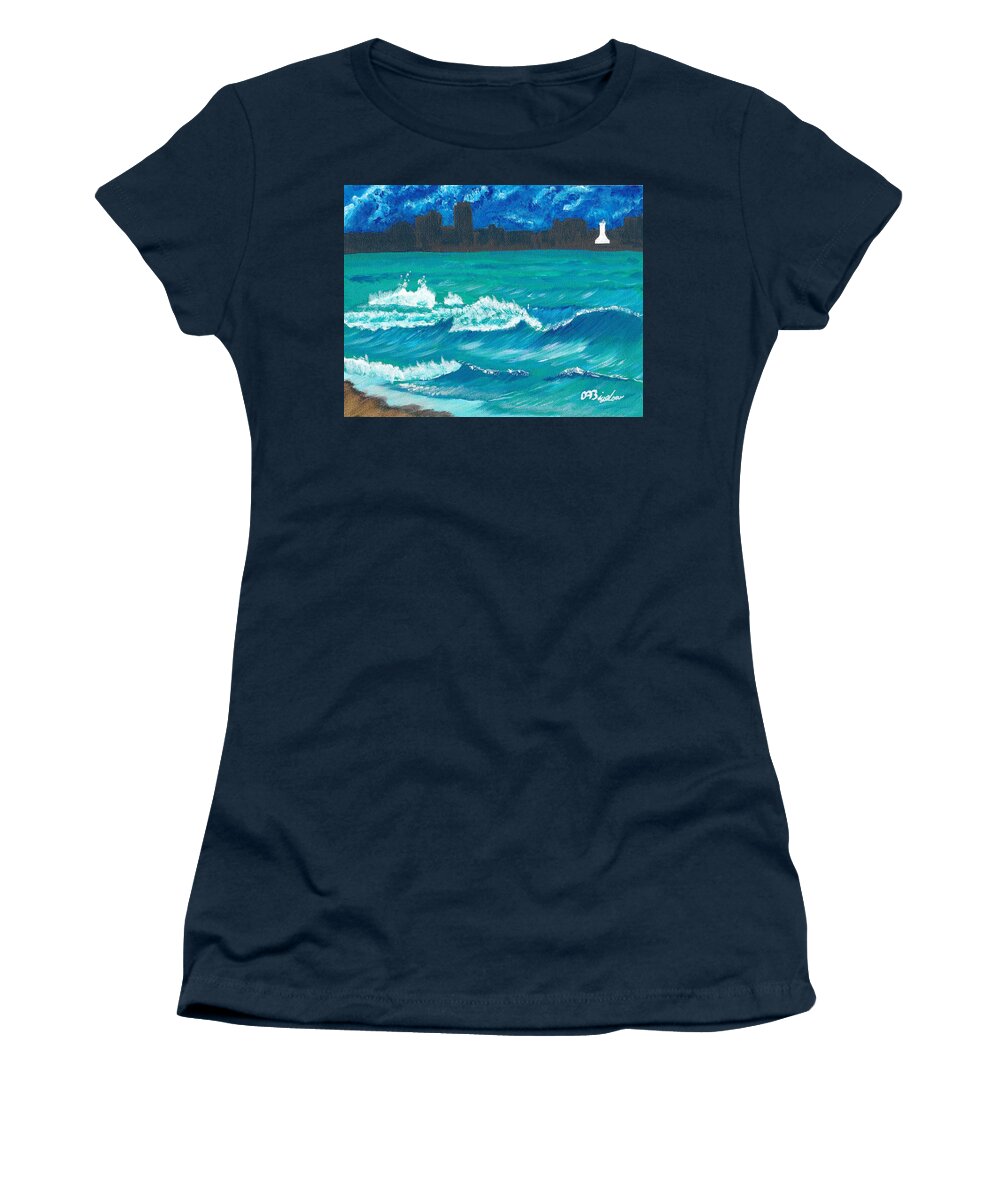 Wave Women's T-Shirt featuring the painting Hamilton Beach by David Bigelow