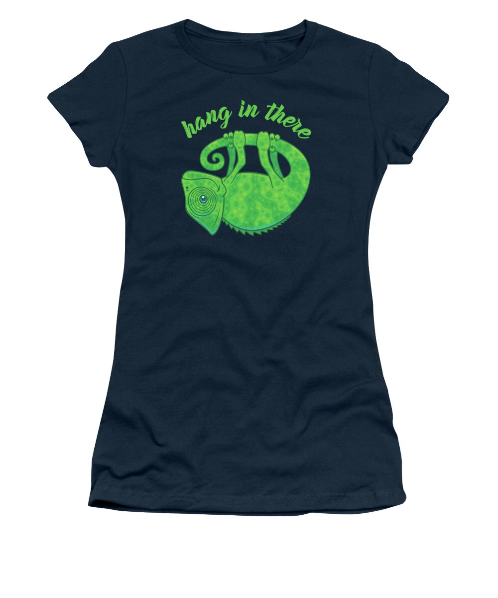 Chameleon Women's T-Shirt featuring the digital art Hang In There Magical Chameleon by John Schwegel