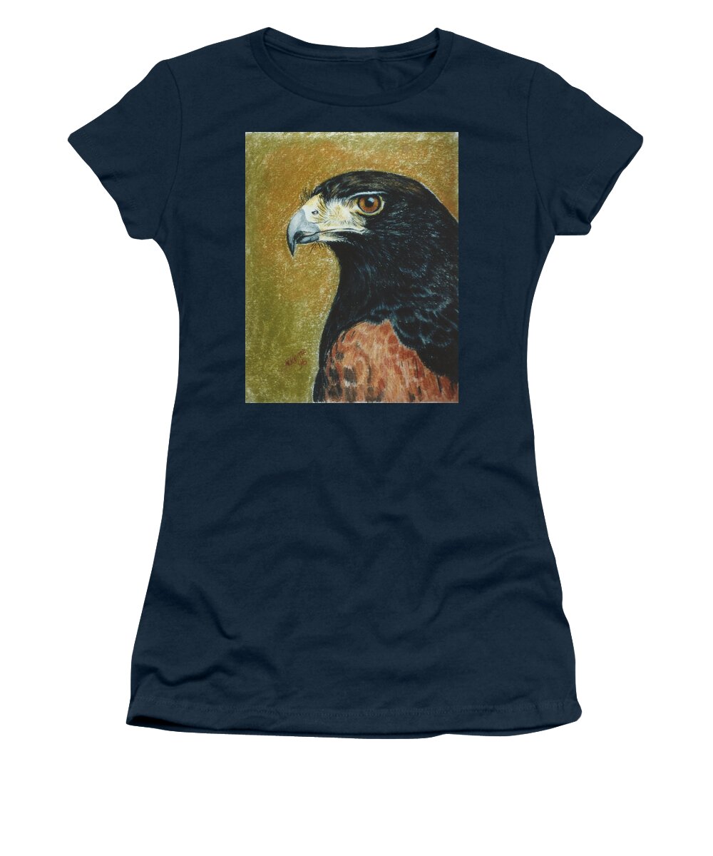 Hawk Women's T-Shirt featuring the pastel Harris Hawk by Barbara Keith