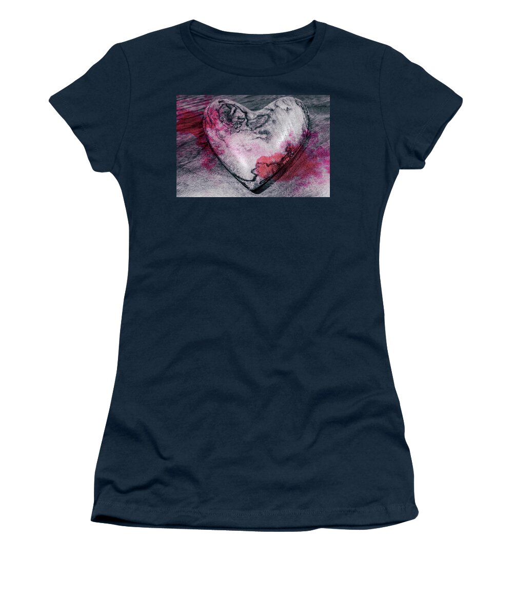Decoration Women's T-Shirt featuring the photograph Heart-shape wooden decoration by Anamar Pictures
