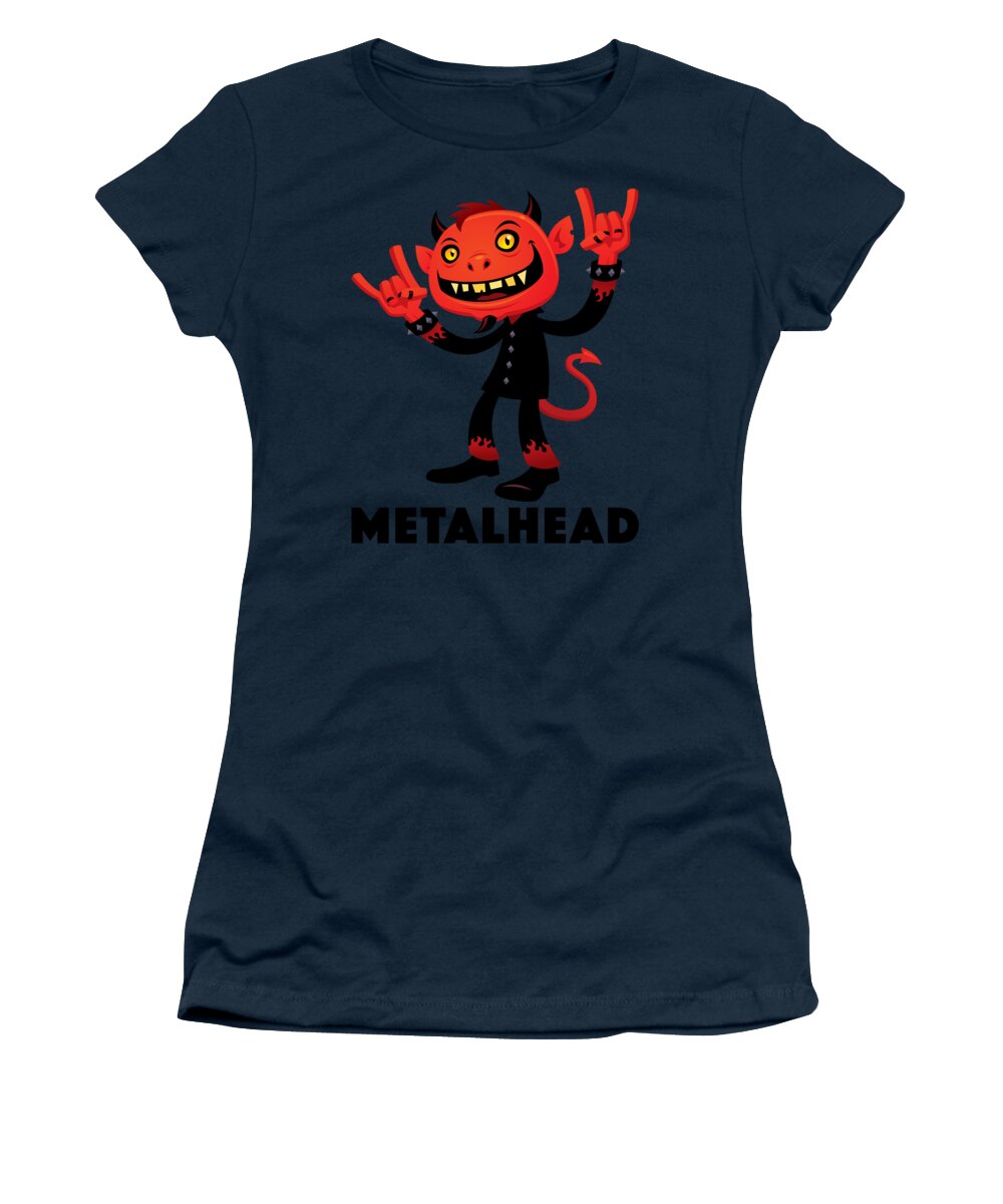 Band Women's T-Shirt featuring the digital art Heavy Metal Devil Metalhead by John Schwegel