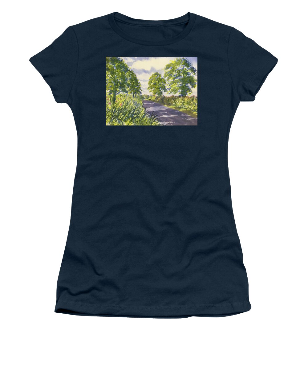 Watercolour Women's T-Shirt featuring the painting Hedgerows on Rudston Road by Glenn Marshall