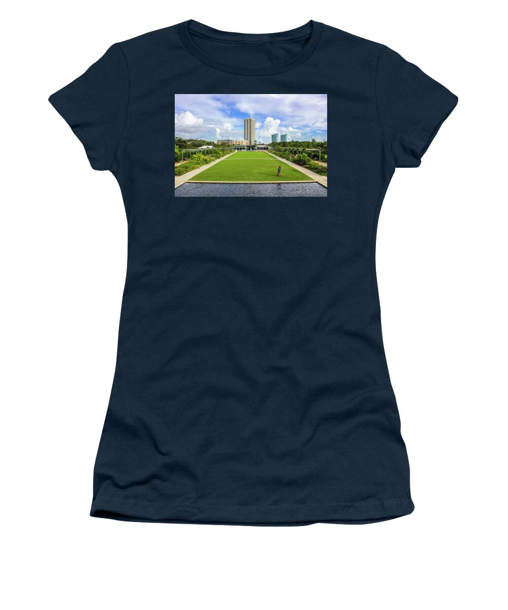 Landscape Nature Pink Girl Sky Women's T-Shirt featuring the photograph Herman Park by Rocco Silvestri