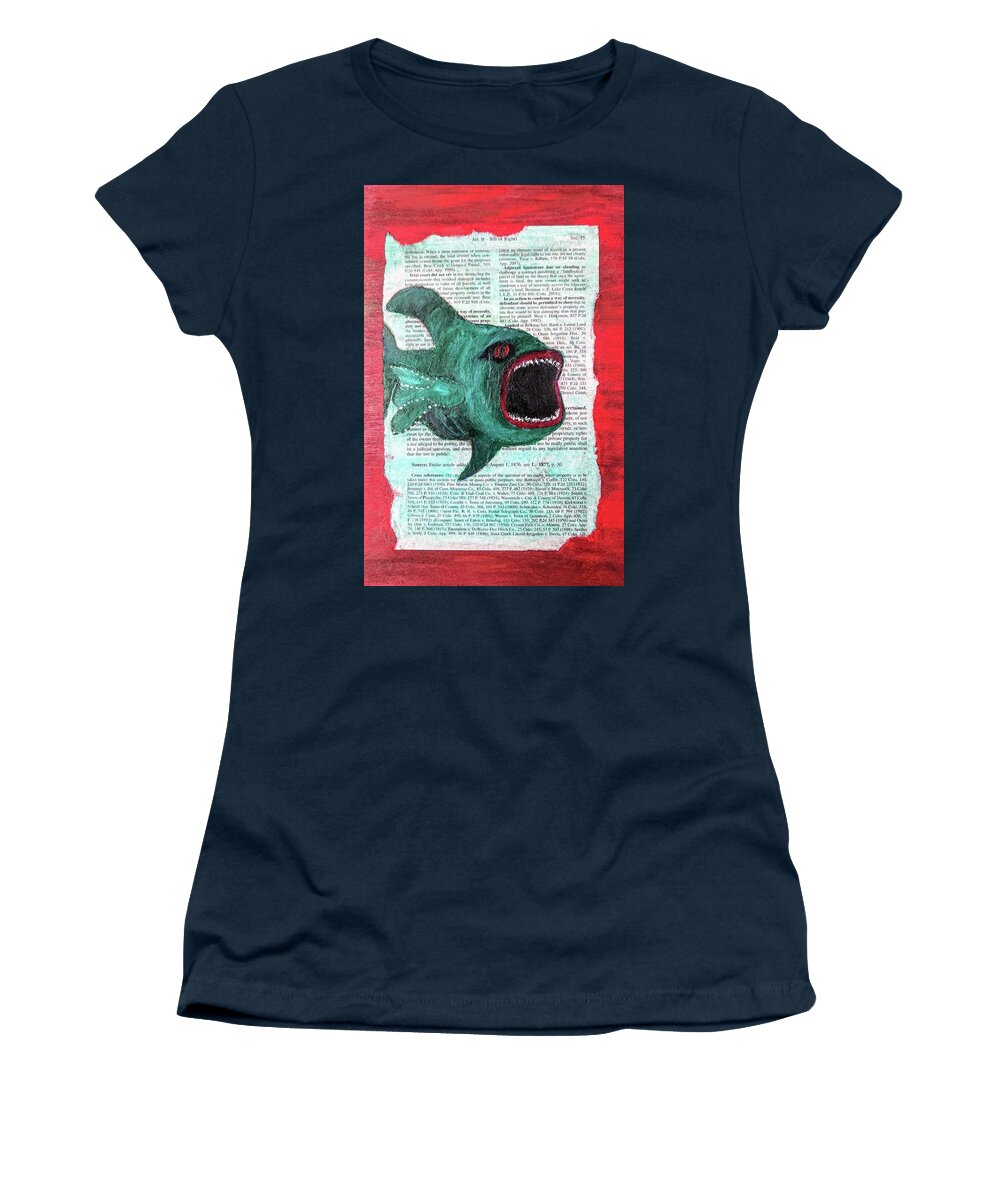 Oil Women's T-Shirt featuring the painting Horror by Misty Morehead