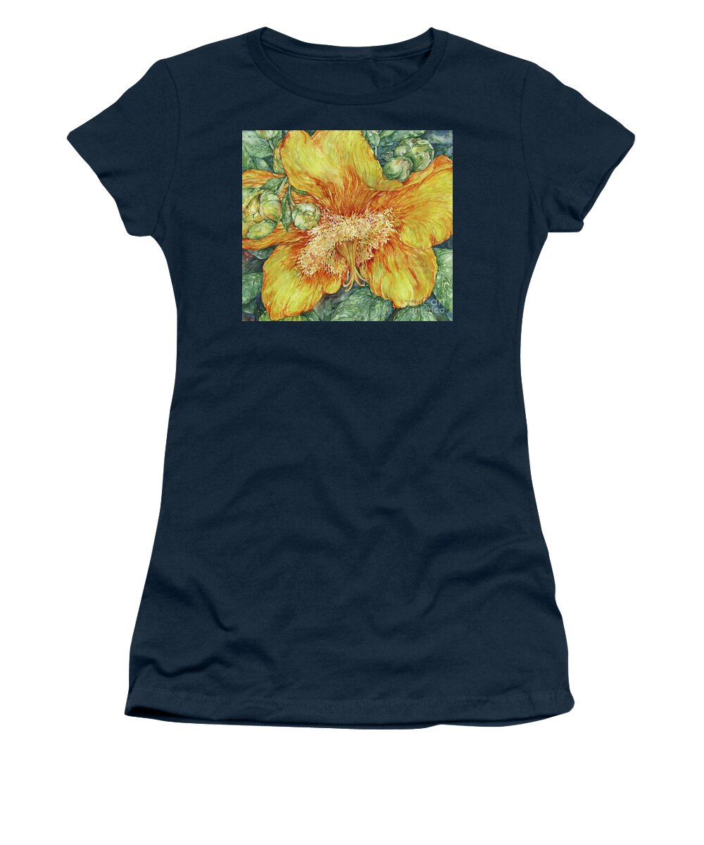 Yellow Flowers Women's T-Shirt featuring the painting Hypericum Plant by Kim Tran