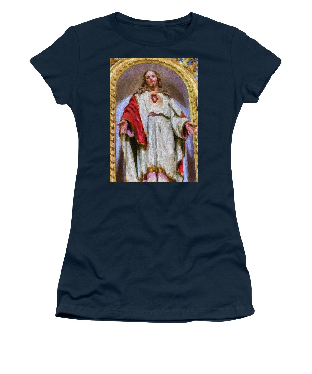 Christ Women's T-Shirt featuring the photograph ILLUSTRATION Sacred Heart of Jesus Christ by Vivida Photo PC