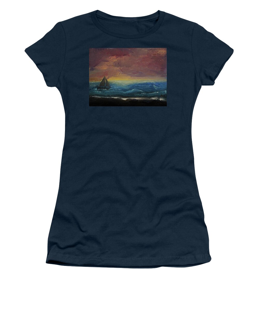 Seascape Women's T-Shirt featuring the painting Impressions of the Sea by Chance Kafka