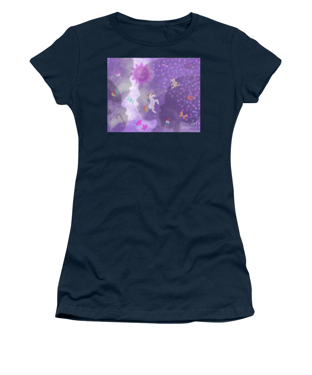 Child Women's T-Shirt featuring the mixed media In The Mind Of A Child by Diamante Lavendar