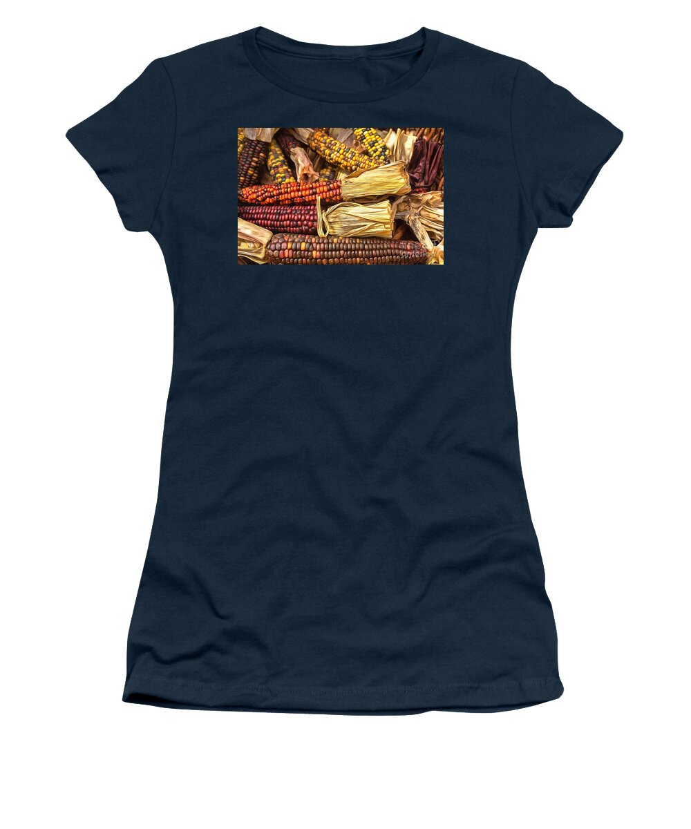 Indian Corn Women's T-Shirt featuring the photograph Indian Corn by Eva Lechner