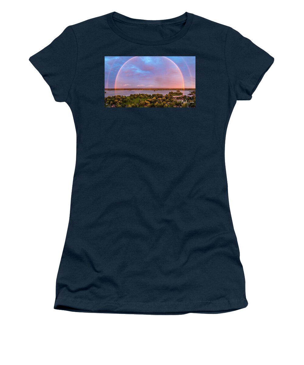  Women's T-Shirt featuring the photograph Indian Lake Rainbow by Brian Jones