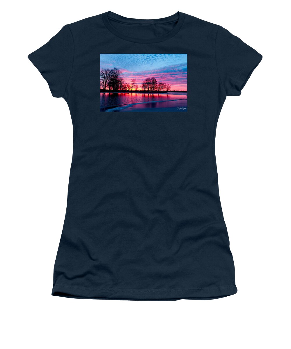  Women's T-Shirt featuring the photograph Indian Lake Sunrise by Brian Jones
