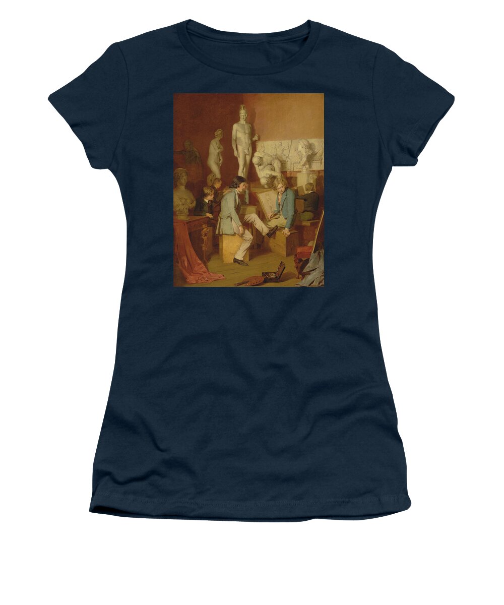19th Century Art Women's T-Shirt featuring the painting Interior of an Academy - The Critics by William Stewart