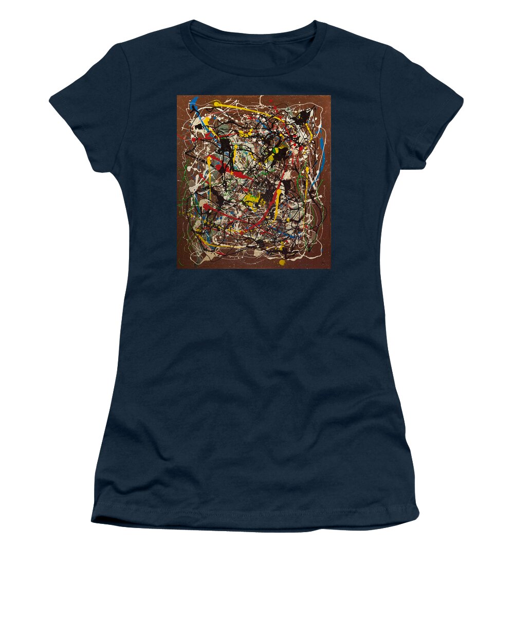 Iota 16 Women's T-Shirt featuring the painting Iota #16 Abstract by Sensory Art House