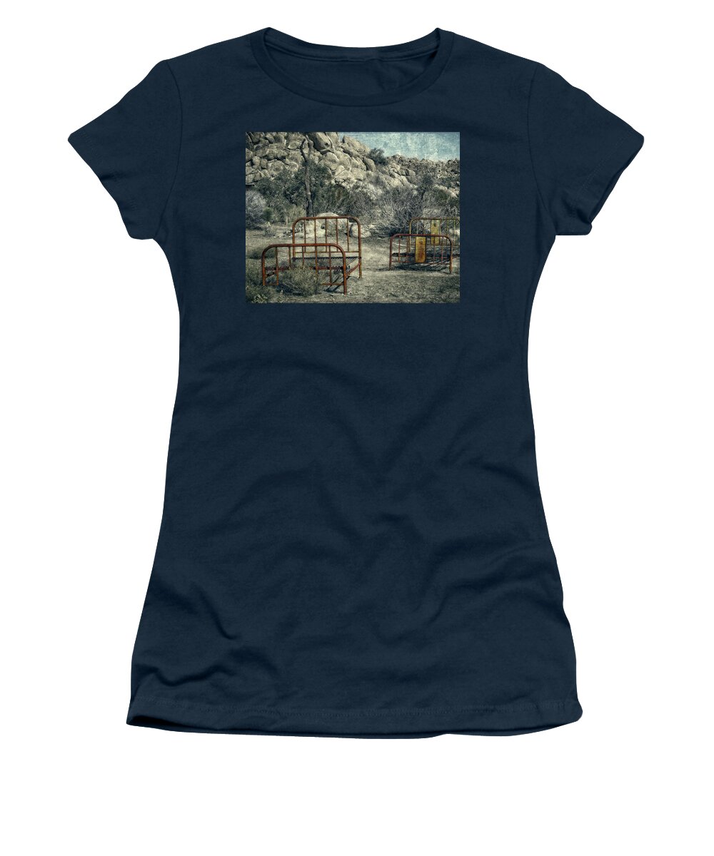 Iron Beds Women's T-Shirt featuring the photograph Iron Beds by Sandra Selle Rodriguez