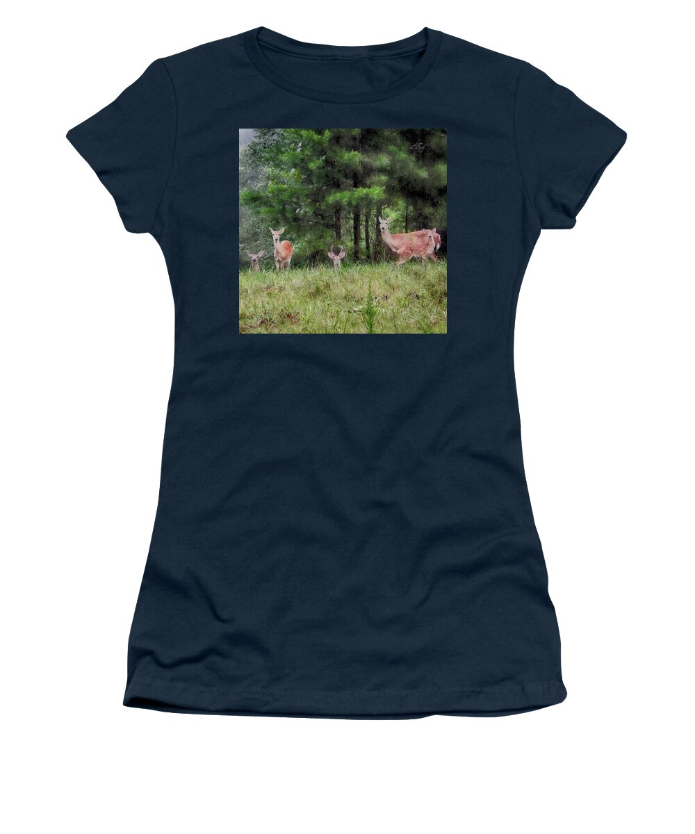 Deer Women's T-Shirt featuring the photograph I've Been Spotted by Michael Frank