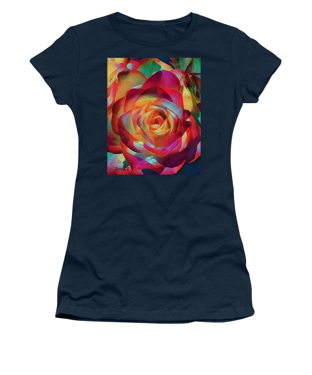 Roses Women's T-Shirt featuring the photograph Jazzed-up Rose by Bearj B Photo Art