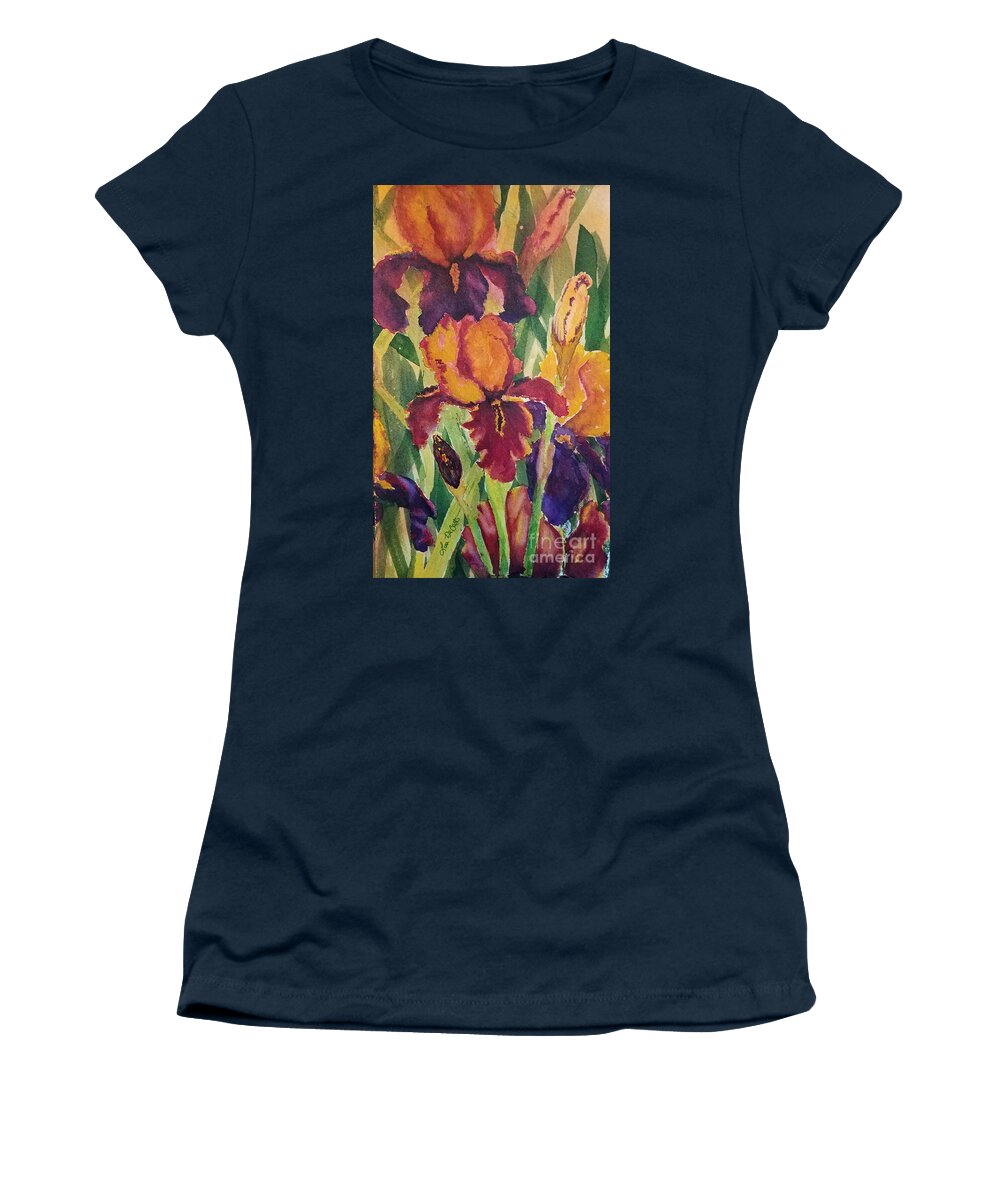 Iris Painting Women's T-Shirt featuring the painting Jordyn's Iris by Lisa Debaets