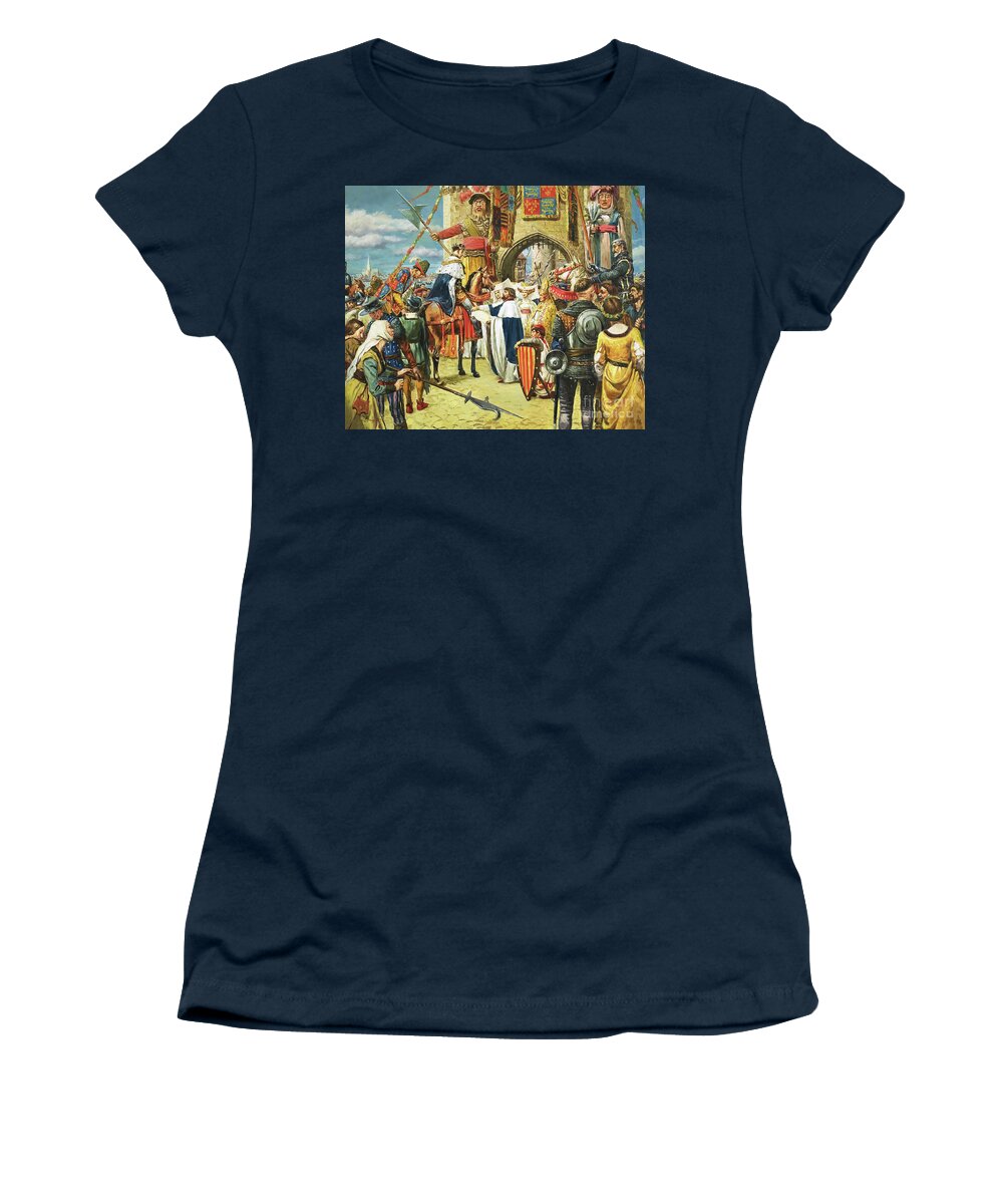King Henry V?s Triumphal Return To London After His Victory At Agincourt Women's T-Shirt featuring the painting King Henry V?s Triumphal Return To London After His Victory At Agincourt by Cl Doughty