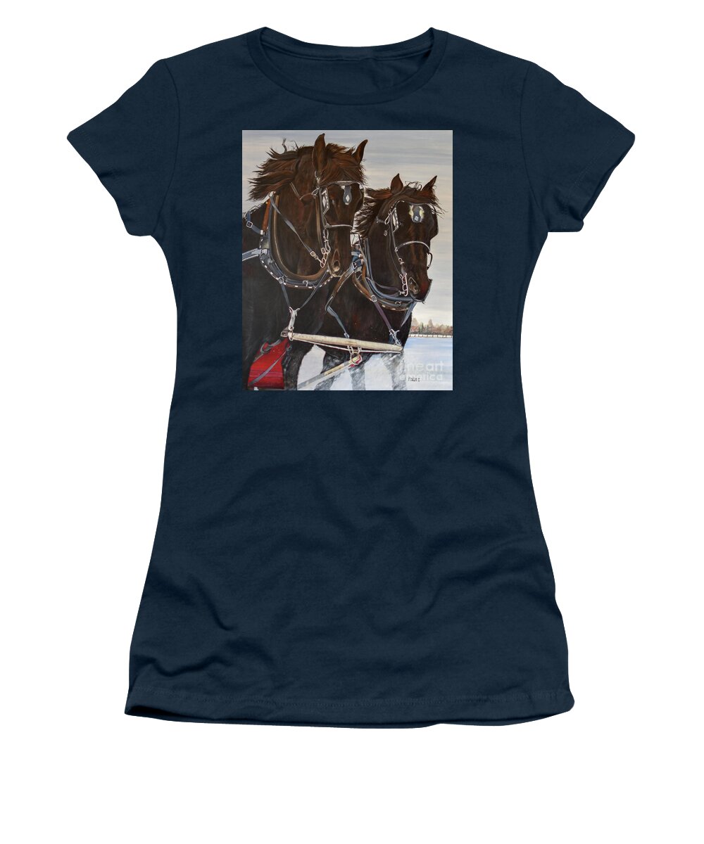 Equine Women's T-Shirt featuring the painting Knights On Four by Marilyn McNish