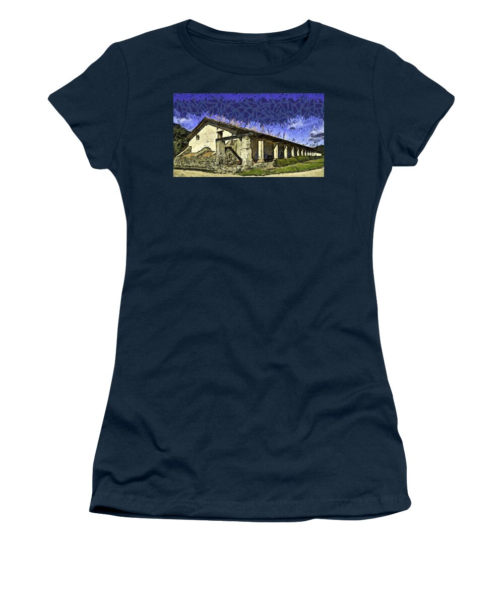 La Purisima Mission Bell Women's T-Shirt featuring the photograph La Purisima Mission Bell Abstract by Floyd Snyder