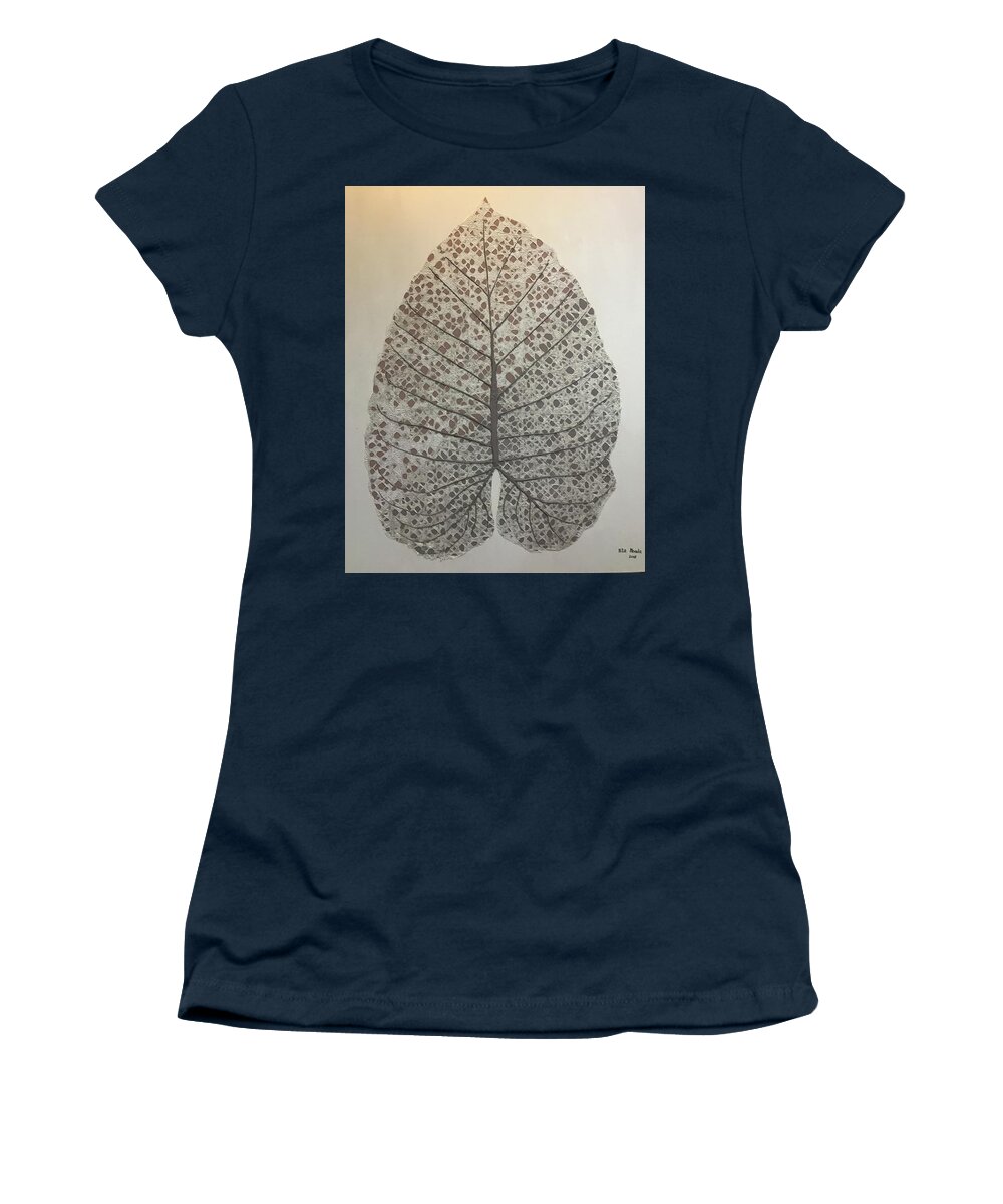 Leaf Mixed Media Women's T-Shirt featuring the mixed media Leaf by Hila Abada