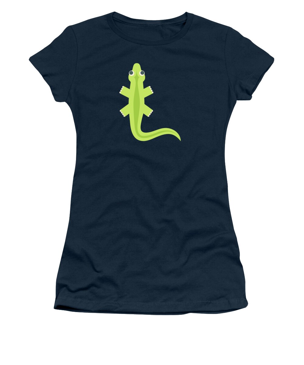 Animal Alphabet Women's T-Shirt featuring the digital art Letter L - Animal Alphabet - Lizard Monogram by Jen Montgomery