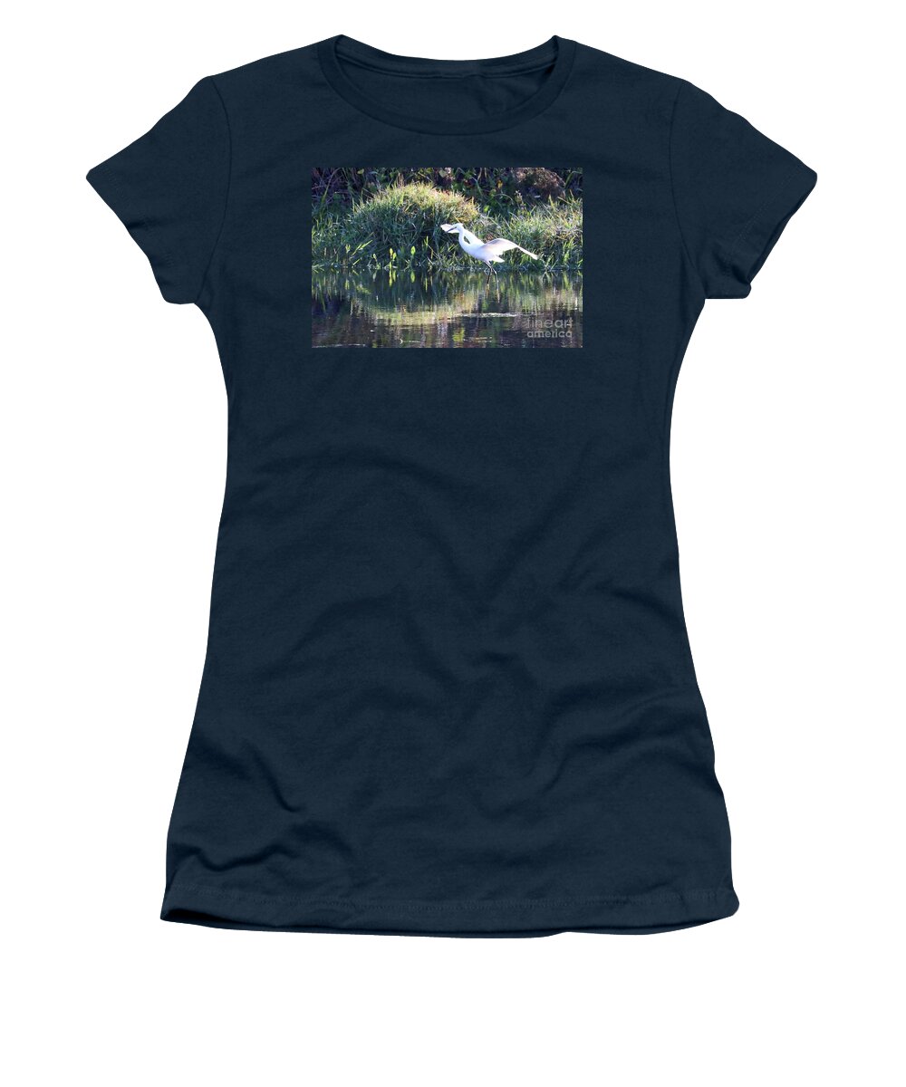 Grays Women's T-Shirt featuring the photograph Light Landing Egret by Carol Groenen